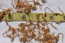 1 Gross of French Earring Hooks w/Bead  Coil Findings Golden 19mm Jewelry/144pc