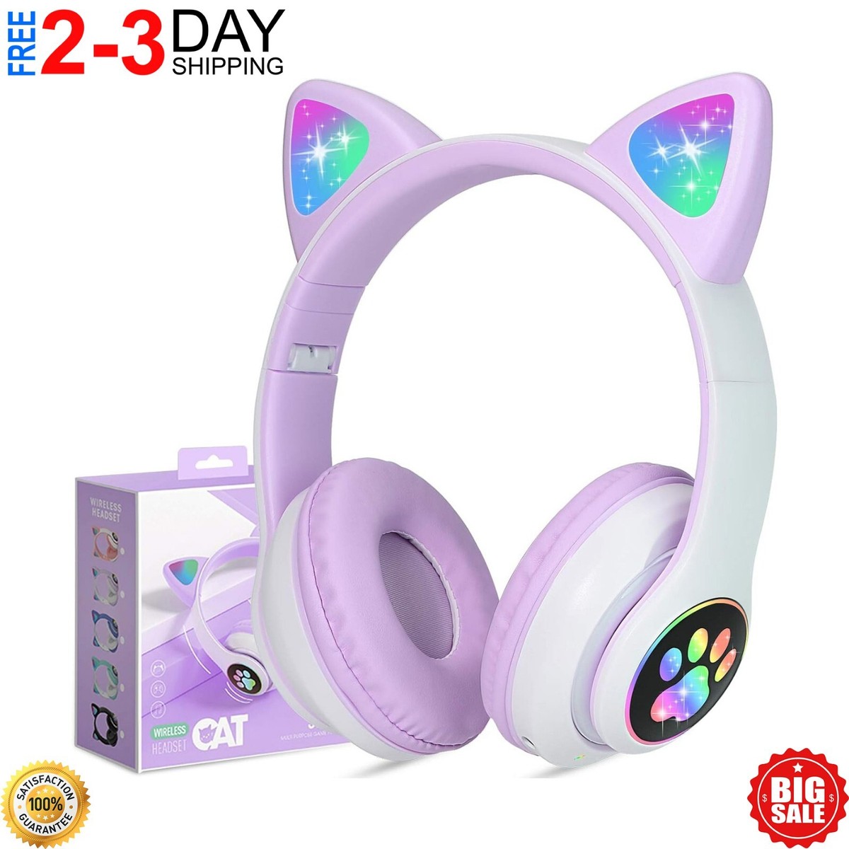 Audifonos Auriculares Bluetooth Para Niños Con Orejas Gato Niño Niña  Bluetooth