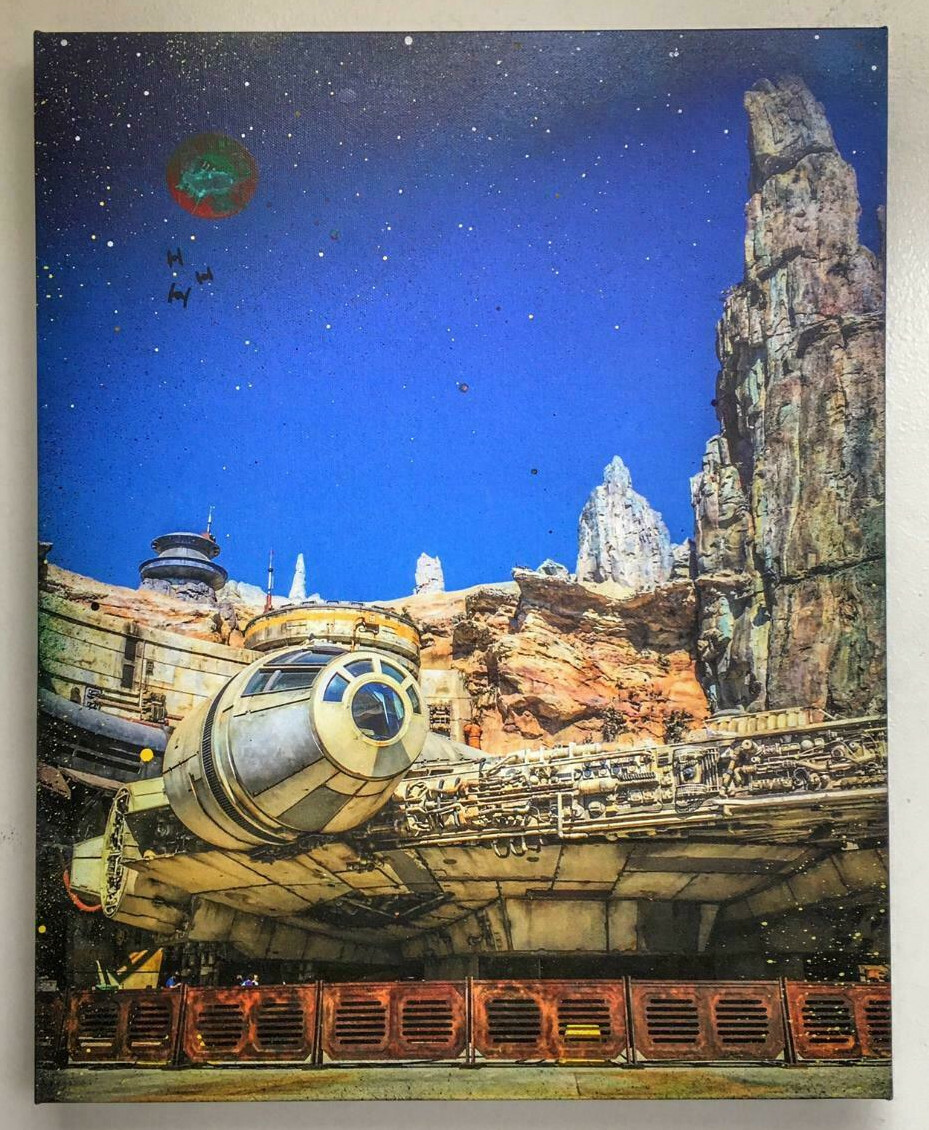 Star Wars Artwork Millennium Falcon Painting Photography Galaxys Edge  Disneyland