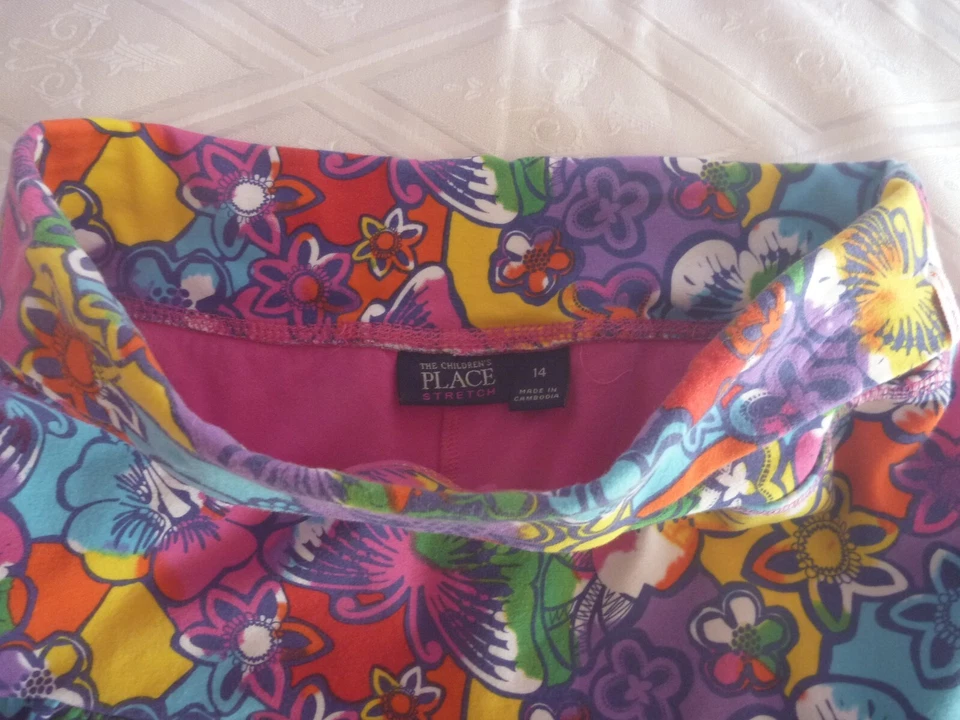 Girl 14 Skort  Skirt Tiered Ruffled Active Floral Multi Cotton Knit Stretch - Image 2 of 4