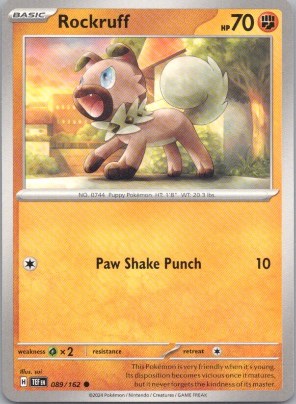 Rockruff 089/162 Pokemon Regular Card TCG Cards Collecting