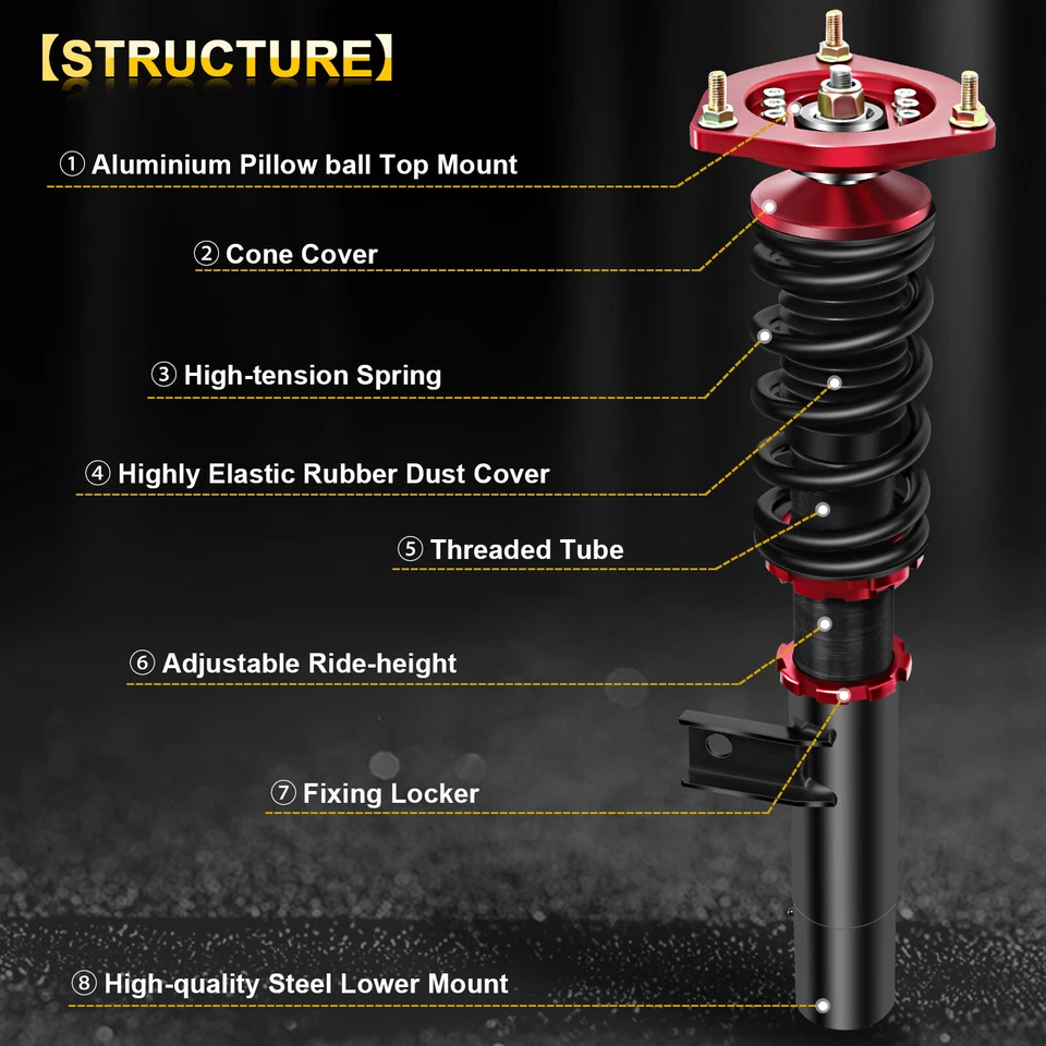 Para Volkswagen GTI Golf MK5 2003-2009 Coilover Amortiguadores Puntales Kits Altura Ajustable Foto 2 de 4