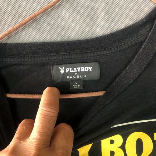 Playboy By Pac Sun PlayBoy Shirt Mens Black Large Logo Graphic Bunny T Shirt Tee - Picture 4 of 9