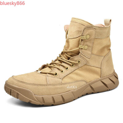 Outdoor Ankle Boots Men Lace Up High Top Riding Boots Desert Non-slip Boots