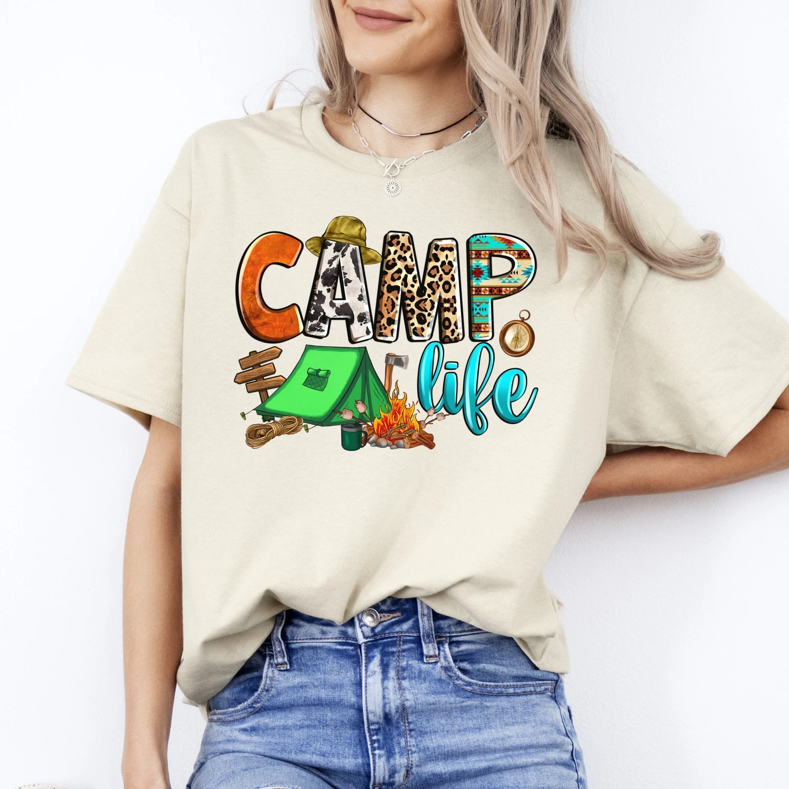 Camp life T-Shirt summer tent camper Unisex tee White Sand Sport Grey
Opens in a new window or tab