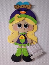Birdie Girl Blonde Hair Purple/Green. Scrapbook, Card Making Paper Piecing