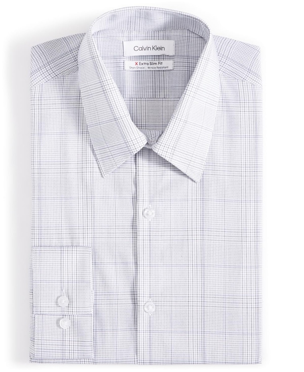 calvin klein x fit dress shirt Calvin Klein Men's Extreme Slim Fit Stretch Dress Shirt Blue XS