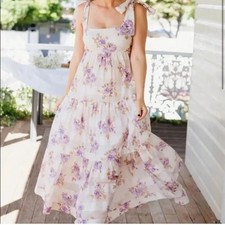 Zimmermann Rosa Midi Picnic Dress Size 2 AU 12 / US 8 Silk Floral Print Strappy