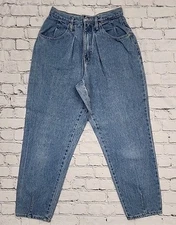 VTG Gitano Barrel Leg Jeans  1980s Pleated Womens Size 10 Short Blue Denim
