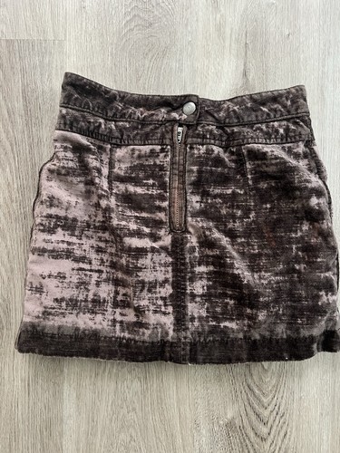 Free People Dust to Dust Dark Brown Velvet Grunge Double Pocket Mini Skirt 0