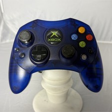 Microsoft Original Xbox Controller S Wired Blue Translucent Controller Untested