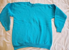 Vintage 90s Fruit of the Loom Blank Teal Aqua Blue Crewneck Sweatshirt USA Sz XL