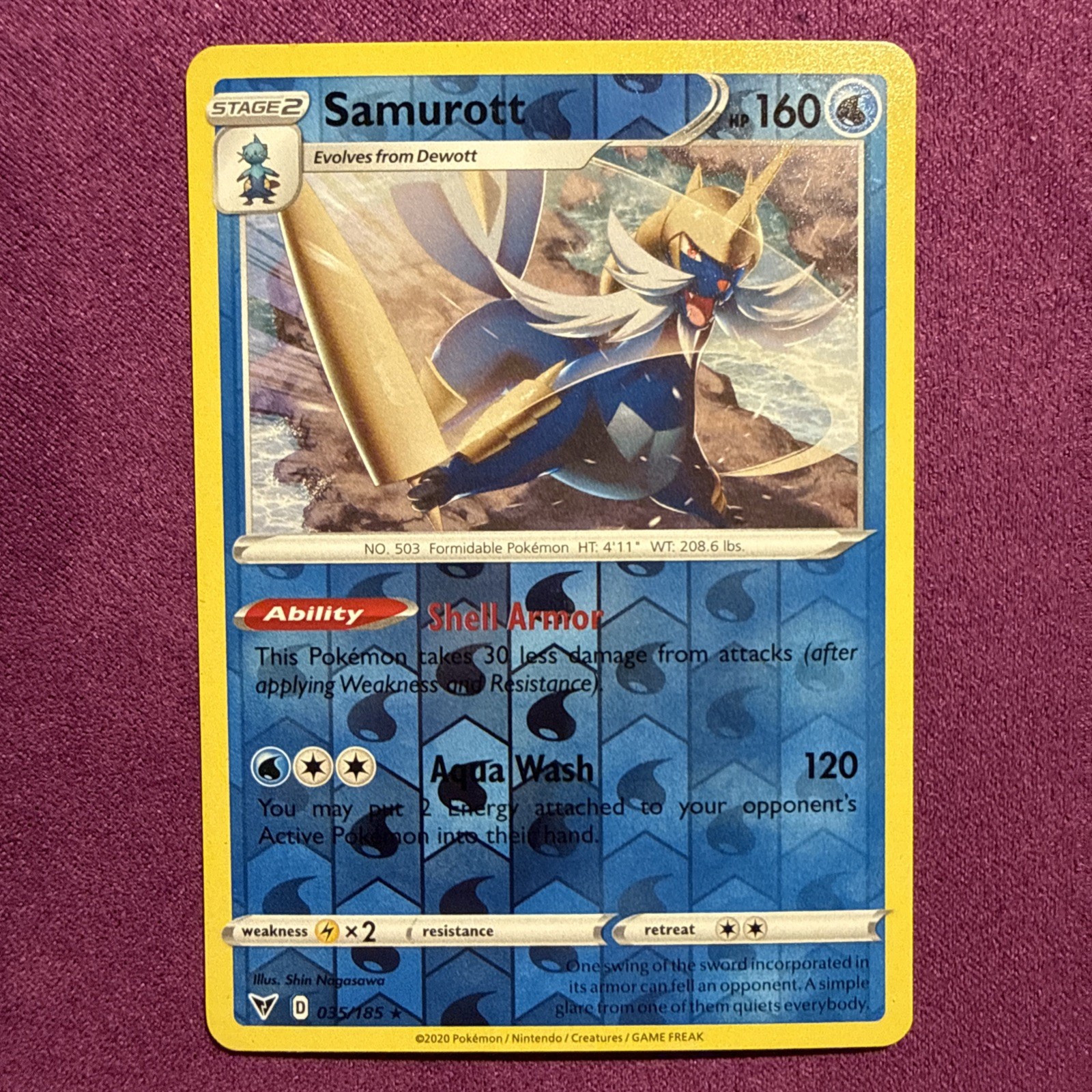 Samurott 35/185 Pokemon Vivid Voltage Reverse Holo Near Mint (NM) 1