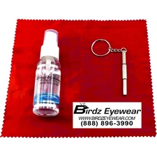 Birdz Eyeglass Sunglass Lens Cleaner Cleaning & Repair Kit Spray Cloth Tool &