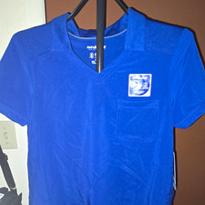 Scrubstar Blue V-Neck Short Sleeve Scrub Top Chest Pocket Size S Polyester