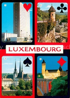 Kartenspiel-Postkarte Luxembourg Centre Europeen Tourelle espagnole Cathedrale 