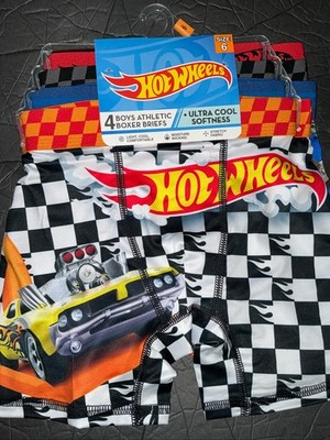 Hot Wheels Boys Four Pack, Athletic Boxer Briefs Ultra Cool Softness Size 6 NWT￼