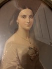 Antique Oval Shaped Wooden Frame Southern Belle Lithograph — photo 3