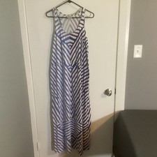 loft dresses for women large maxi summer blue/white