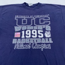 Vintage UConn Huskies Shirt Mens XL NCAA Basketball 1995 National Champions 90s