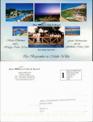 Antalya Blue waters Club & Resort Multi-View Christmas Postcard 2000