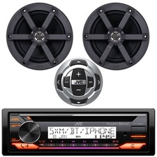 JVC KD-T92MBS 1DIN Marine Bluetooth CD Receiver W/Remote, 2x 6.5" 100W Speakers