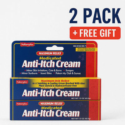 2X Natureplex Medicated Anti-Itch Cream, Maximum Relief MADE IN USA Exp 04/27