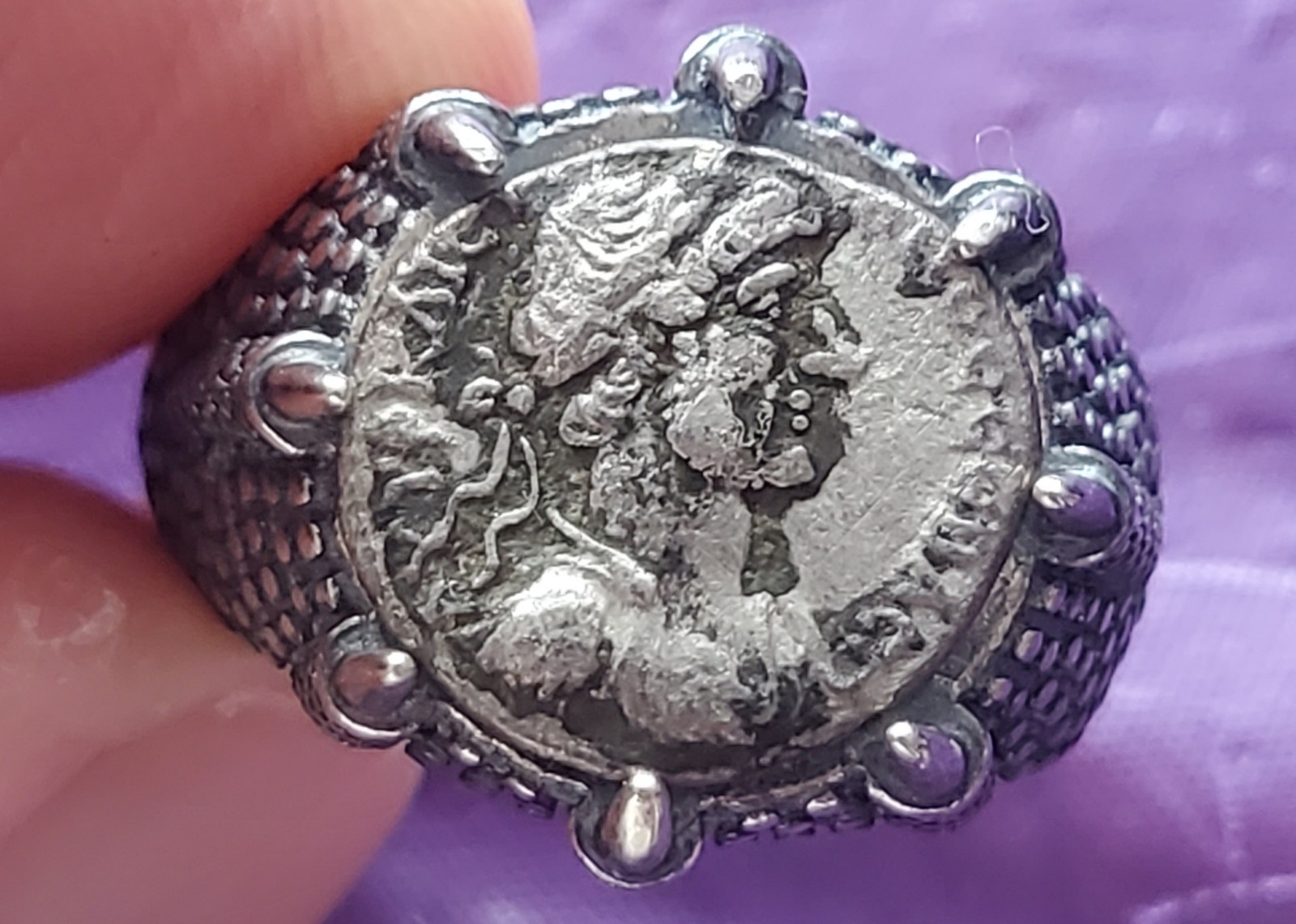 Roman Emperor Hadrian Genuine Ancient Silver Coin 925 Solid Silver Ring with COA