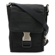 Prada Triangle Logo Nylon Leather 2Way Bag Women Black One Size