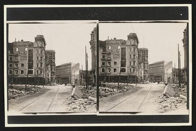 San Francisco California 1906 Earthquake Ruins Destroyed Buildings Street Scene
