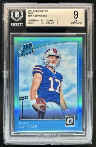 2018 Panini Donruss Optic Josh Allen Aqua Prizm Rookie RC #/299 Bills BGS 9