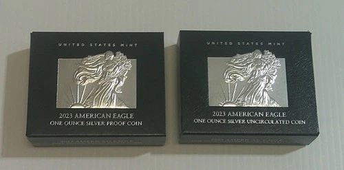 2023- W American Silver Eagle Proof and Uncirculated Coin (23EA, 23EG), COA, Box