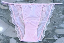 NEW Victoria Secret Dream Angels Lace Trim Mini String Bikini - Pink - XL