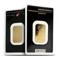 1/2 oz Argor Heraeus Gold Bar (New in Assay)