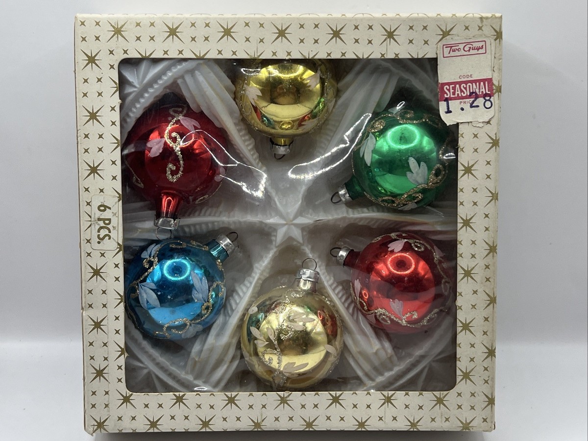 Vintage West Germany Mercury Glass Christmas Ornaments Lot of 6