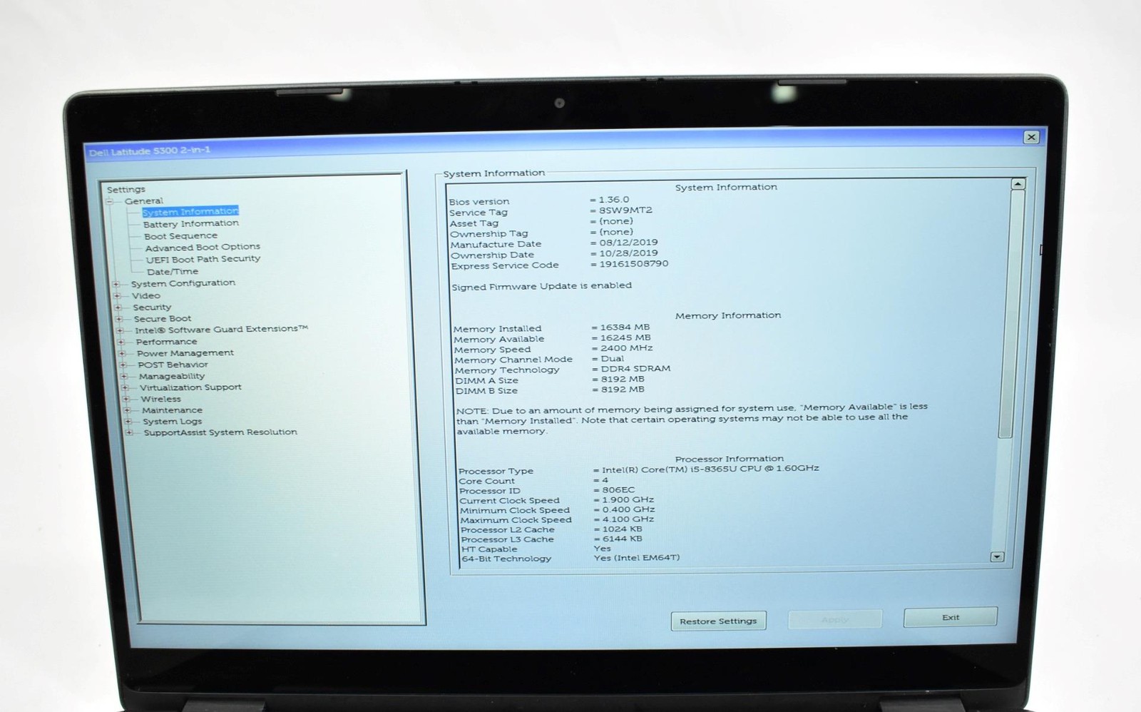 Dell Latitude 5300 2-in-1, 13.3-Inch Laptop, with Intel Core i5 8th Gen., No OS