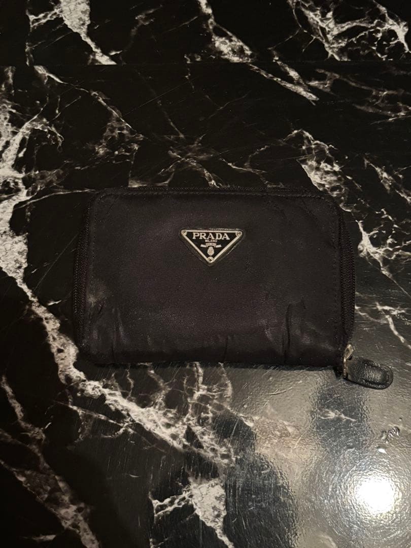 PRADA Black Nylon Bifold Wallet Zippered Pocket Card Slots Compact Purse Auth thumbnail 9