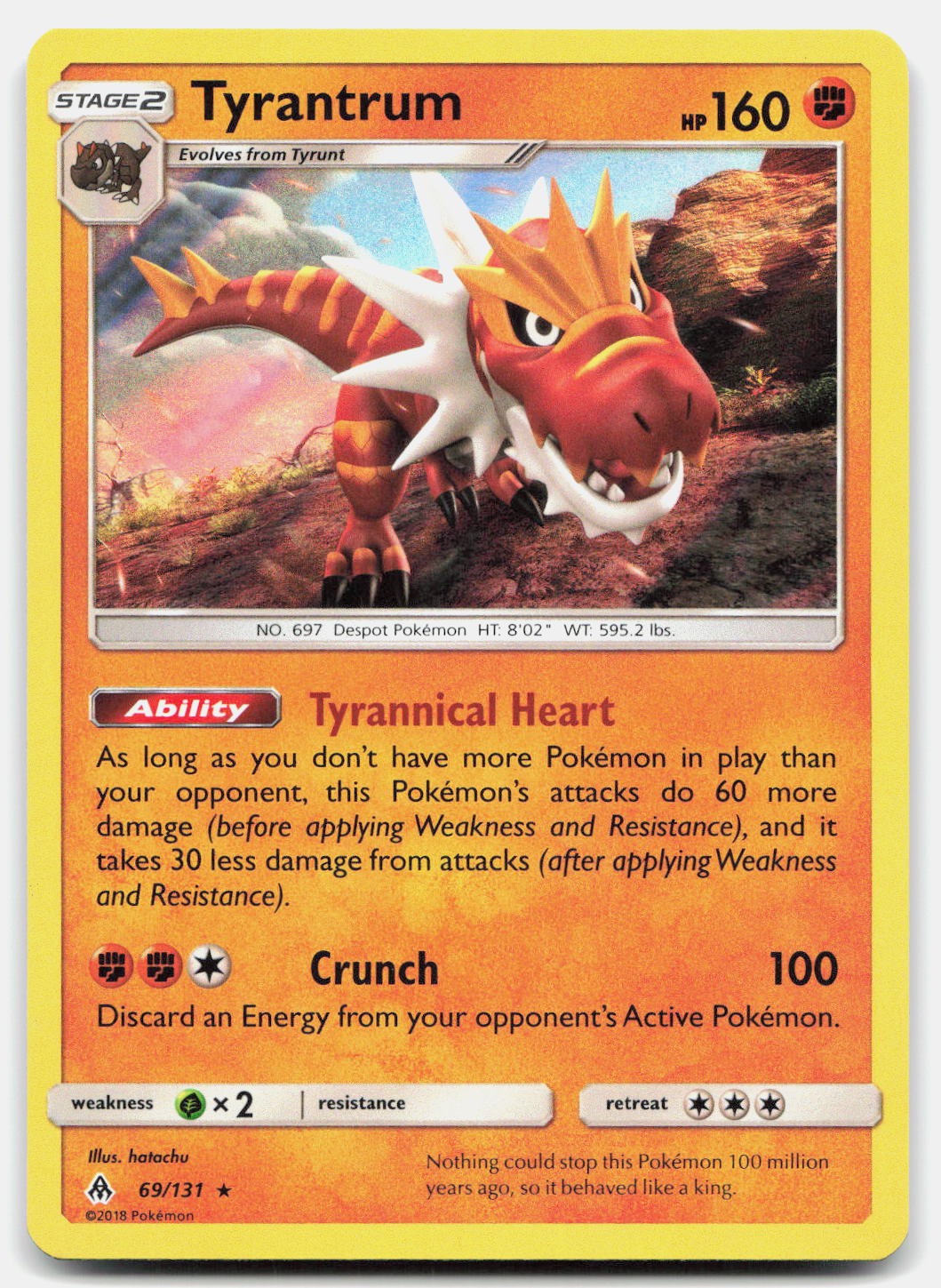Tyrantrum 69/131 Holo Rare Forbidden Light Pokemon Lightly Played