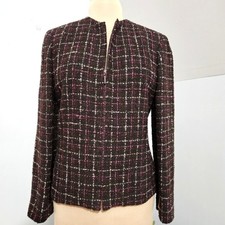 Kasper Company ASL Vintage Wool Tweed Boucle Full Zip Suit Blazer 12
