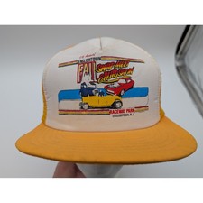 Vintage Englishtown Fall Swap Meet Auto Show Trucker Hat Yellow Mesh Snapback