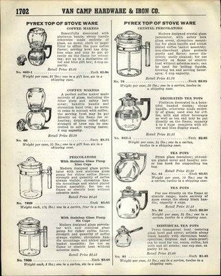 1939 PAPER AD Pyrex Coffee Maker Percolator Tea Pot Glassware Kitchen Kit 