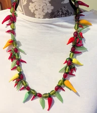 Art Glass Colorful Chunky/Runway Pepper (lore) "lucky/protects" Necklace