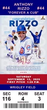 CHICAGO CUBS ANTHONY RIZZO RETIREMENT CEREMONY (2) COMMEMORATIVE GAME TICKETS