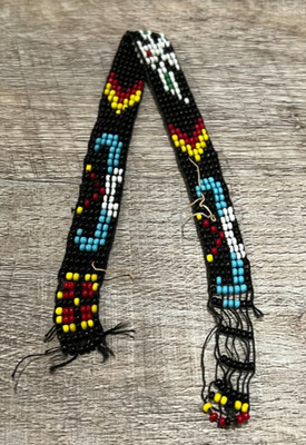 Broken Vintage Thunderbird Native American Seed Bead Beaded Jewelry Piece 9''