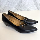 John Fluevog Truth Makena Key Ring Pump Black Shoes Womens Size 7 Low Heel