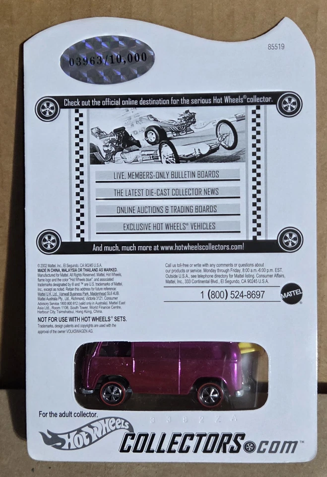 2002 Hot Wheels Series one Online Exclusive ,Beach bomb Too Magenta,  3963/10000 - Image 4 of 4