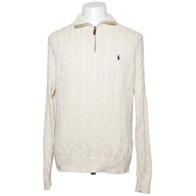 Polo Ralph Lauren, Strickpullover, Größe: M, Cable Knit Quarter Zip, Beige #IDp