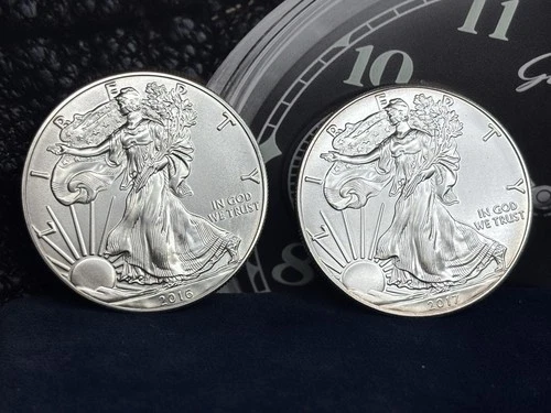 2016 & 2017-P American Silver Eagle BU Pair Brilliant GEM 2 Coin Lot