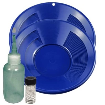 Sluice Monkey (2) 10'' Blue Gold Pan Panning Kit with Sniffer & Vial