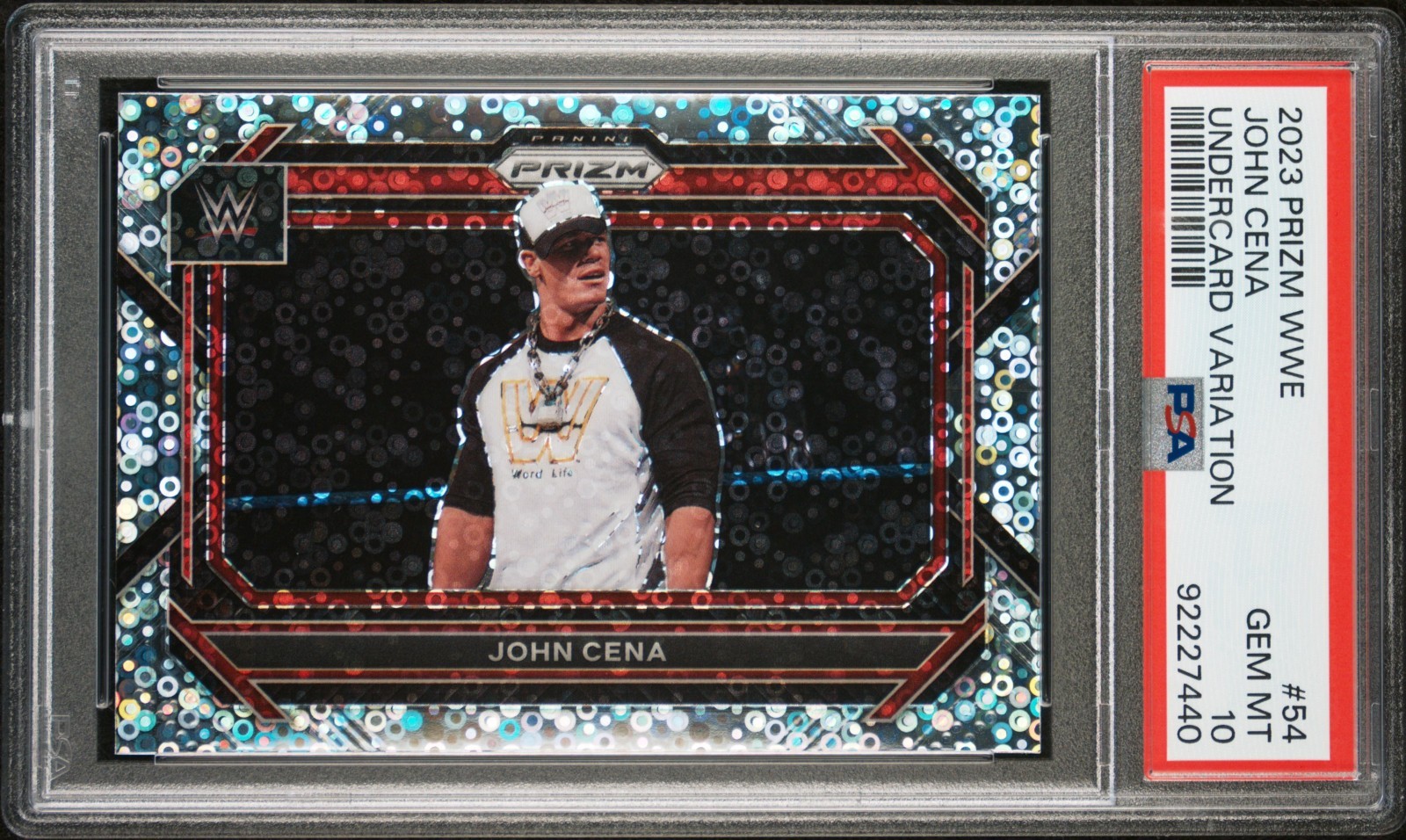 JOHN CENA 2023 PANINI PRIZM WWE VARIATION UNDERCARD DISCO #54 PSA 10 GEM MINT